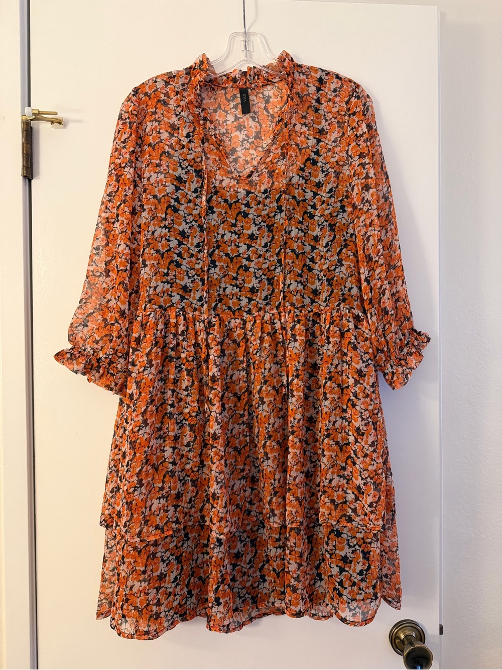 ASOS Orange Floral Tiered Dress